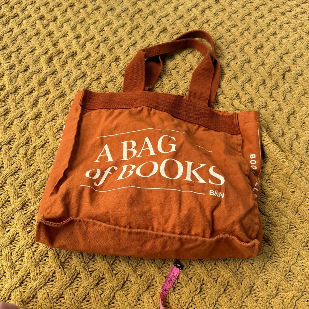 Barnes & Noble A Bag of Books Canvas Tote Bag Rust Orange B&N Graphic Book Bag